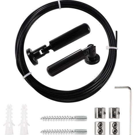 5m Kit de Câble de Rideau, Câble en Acier pour Rideau, pour Accrocher Photos, Images, Notes, Corde à Linge