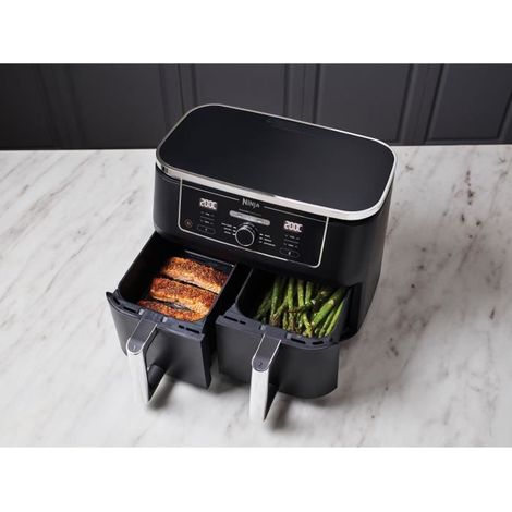Ninja – AF400EU – Friteuse sans huile 2 compartiments – 6 modes de cuisson – Cuisson jusqu'à 75% plus rapide – Technologie Max Crisp