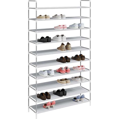 Armoire à Chaussures, Meuble Étagère de Rangement, Range-chaussures 10 étagères Métal et Tissu non tissé Argenté OIB3149E (1/5)
