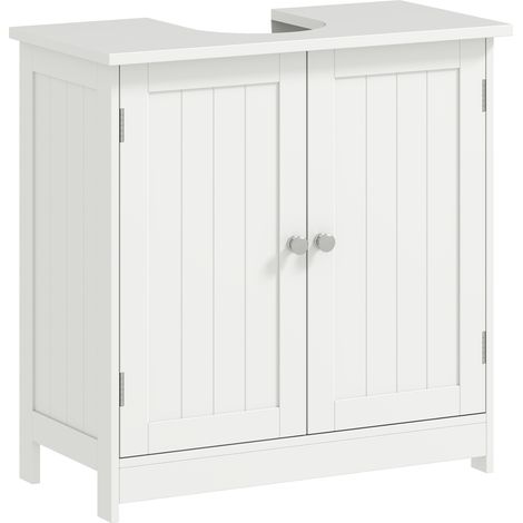 Mobiletto sottolavabo, mobiletto da bagno con 2 ante, ripiano regolabile, resistente all'umidità, 60 x 30 x 60 cm, bianco