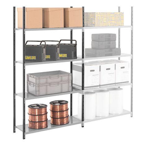 Regale 4 Ebenen - Startmodul - 1750x1000x366mm - Max. Belastung pro Ebene 120kg/Ebene - RAYOTOL/4N/1036/D