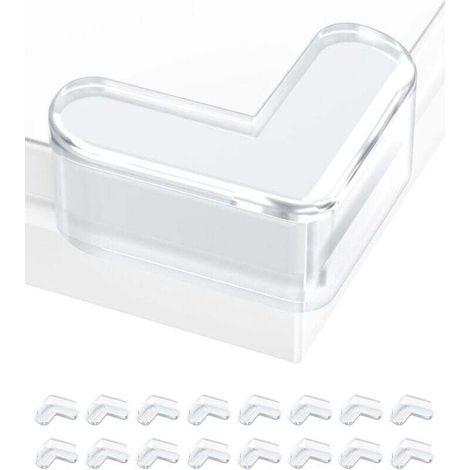 Housse de protection transparente anti-collision pour coin de table pour enfants, protecteur de coin de table en acrylique en forme de L, 16 pièces