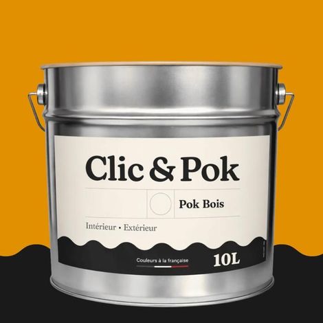 Peinture Bois Extérieur – POK BOIS - 10L - RAL 1006 - Jaune maïs- Résistante aux intempéries - Ne s'écaille pas