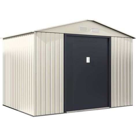 Habitat Et Jardin – Abri de jardin métal Nebraska 5,29 m² – Dimensions 191 x 277 x 202 cm – 2 portes coulissantes – Kit d'ancrage inclus – Anti-UV et anti-rouille