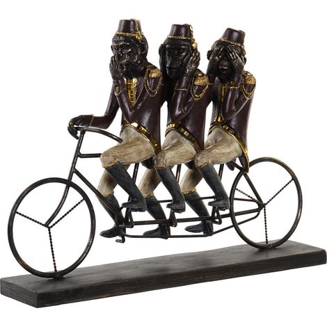 DKD Home Decor Scimmia Triciclo Figurine Noire Dorée (1/3)