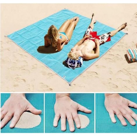 Tapis de plage - Bleu - 2m2m - Synthétique - Rectangulaire - Lavable (1/4)