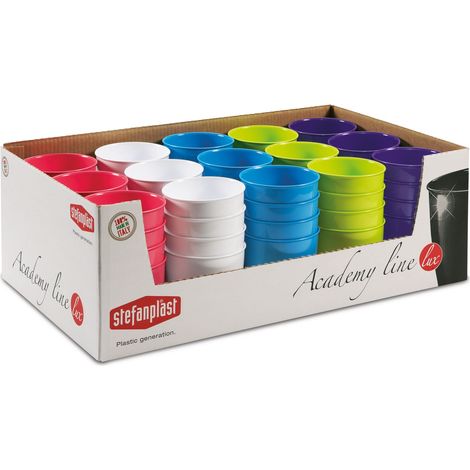 Stefanplast VASO ACADEMY LUX Ø cm. 11x10 h col. assortiti ESPOSITORE 60 PEZZI