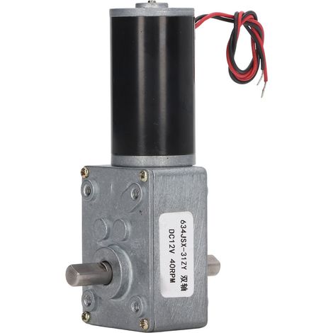 Moteur à engrenages à double arbre DC 12V auto-verrouillant réducteur de vitesse sens horaire/antihoraire 40 tr/min (1/5)