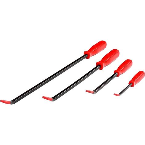 Set de leviers, 4 pièces, L : 200/300/450/600 mm, outils de montage, grip en plastique, acier, noir/rouge (1/5)
