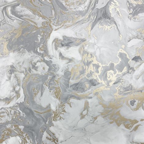 Liquid Marble Effect White Grey Gold Wallpaper Elixir Muriva Metallic Modern