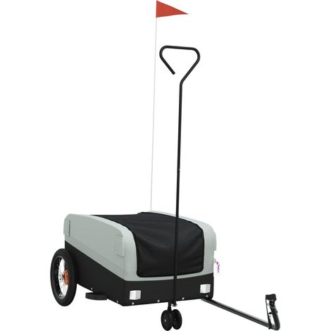 Remorque de vélo noir et gris 30 kg fer (1/5)
