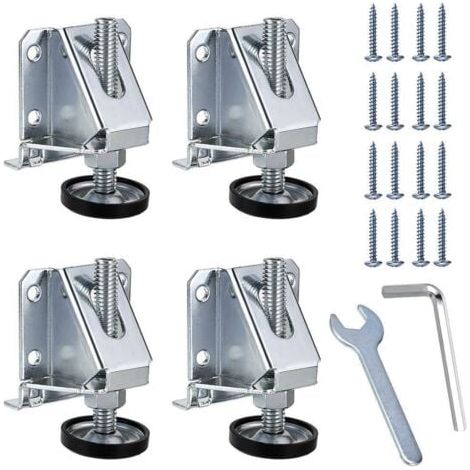 (Argent)Lot de 4 pieds de nivellement réglables pour meubles M10 pour tables, étagères, armoires, établi avec écrous de verrouillage (1/5)