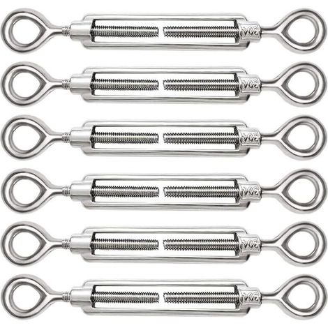 6 Pièces Tendeur Cable M5 Tendeur Cable Inox 304 Réglable Oeil de Ridoir et Oeil pour Tendeur de Fil Cable Acier Corde Crochet Tendeur Accessoires (1/4)