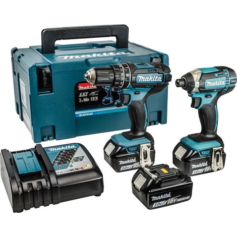 Makita DLX2131JX1 18v Li-ion LXT Combi and Impact Twin - 3 x 3.0ah Batteries