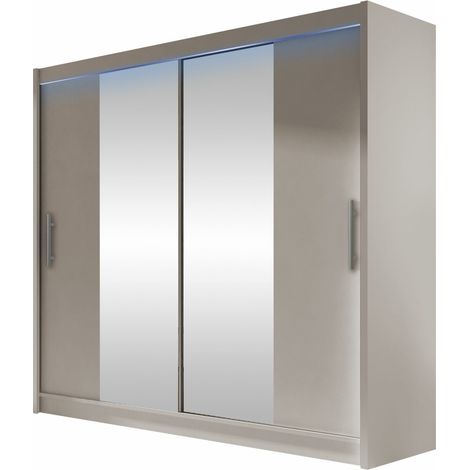 Armario Closico 123, Cachemira, 215x180x58cm, Puertas de armario: Correderas, Número de estantes: 5, LED (1/4)