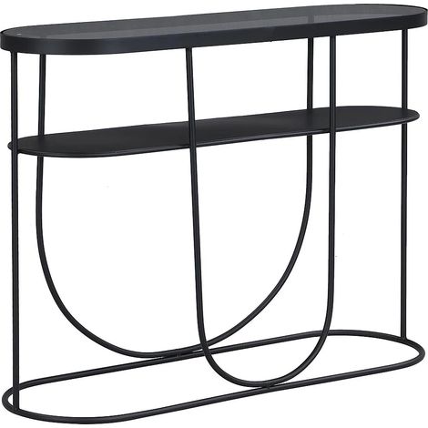 Console avec 1 étagère en métal et verre fumé - Noir et Transparent - PRETORIA (1/5)
