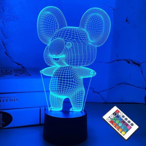 3D Koala Night Light Illusion animale Lampe LED pour la décoration de la chambre des enfants avec télécommande 16 couleurs changeantes Unique Noël Halloween cadeau d'anniversaire pour enfant (1/5)