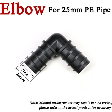 (Coude 25 mm - Lot de 2 - Chine continentale) Raccord en T pour tuyau PE de serre, coude droit, bouchon, accessoire pour micro-irrigation par aspersion (1/5)