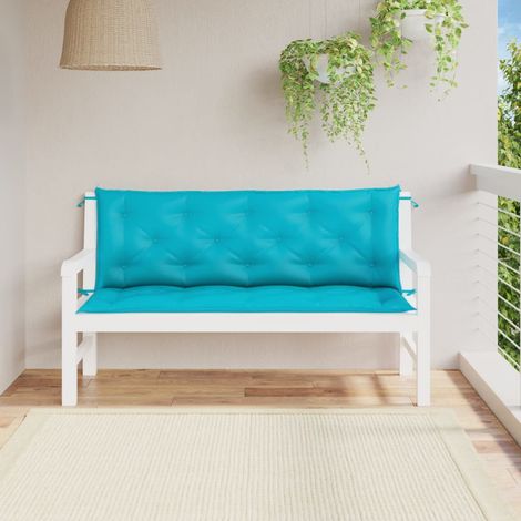 Lot de 2 Coussins pour banc de jardin turquoise 150x50x7 cm tissu -FV37008 (1/5)