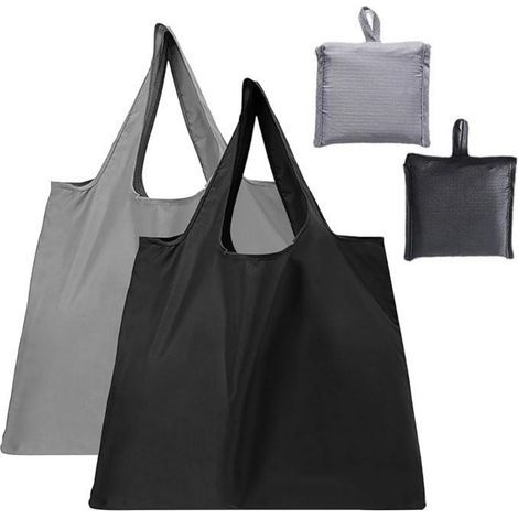 Sacs de courses - Cabas - Pliables - Réutilisables - Écologiques - Idéaux pour le shopping et le camping - Lot de 2 (1/5)