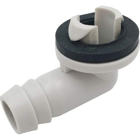 Raccord coudé 15 mm pour tuyau de vidange climatiseur - plastique, anneau caoutchouc anti-fuite (1/5)