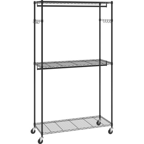 VEVOR Stand Appendiabiti a Rotelle Capacita Carico Statica Max. 182kg con 3 Ripiani Carico 41 kg Singolo Camera da Letto Soggiorno, Appendiabiti 4 Ruote 1162x450x2040 mm in Acciaio al Carbonio Q235 (1/5)