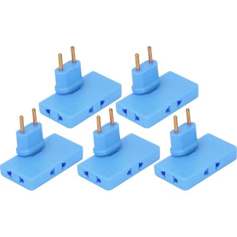 Adaptateur Prise EU 1 vers 3, Extension 180° sans Fil, 5 Pièces, 110-250V, Bleu (1/5)