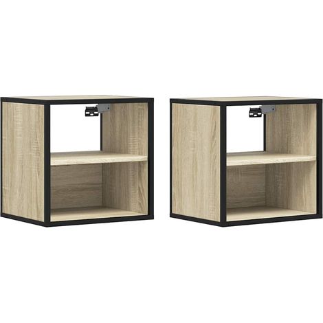 Maison Exclusive - Mesitas de noche de pared 2 unidades roble Son