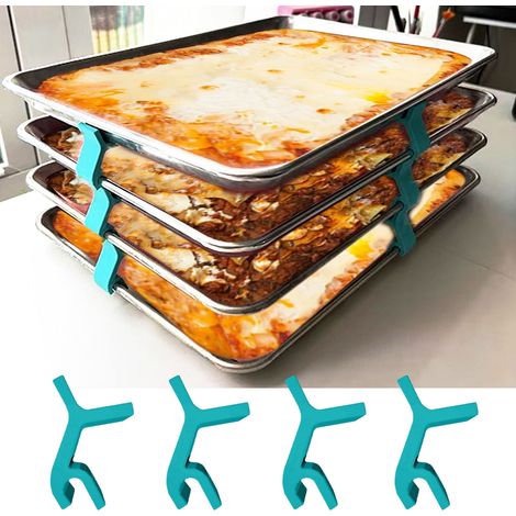 Stacker Pour Plaques De Cuisson - Clips De Superposition En Plastique - Pour Rangement Vertical Dans Cuisine Réfrigérateur Ou Congélateur - Lot De 4 (1/5)