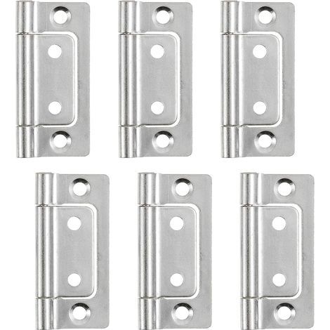 Cerniere pieghevoli 51 x 25 mm, 6 pezzi, per ante a incasso, silenziose, per porte, finestre e armadi, argento (1/5)