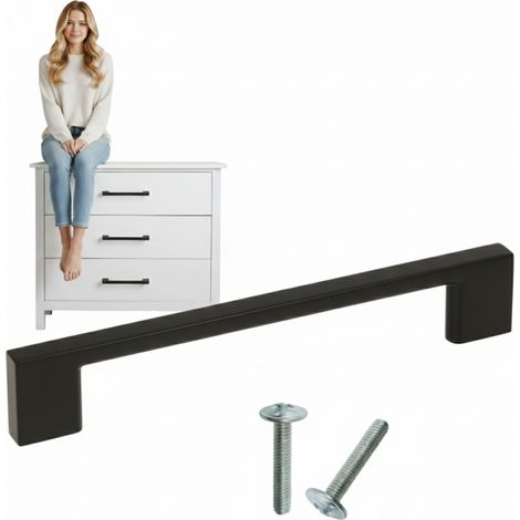 Tirador negro para muebles, tirador para armarios de cocina, 128 mm (1/5)