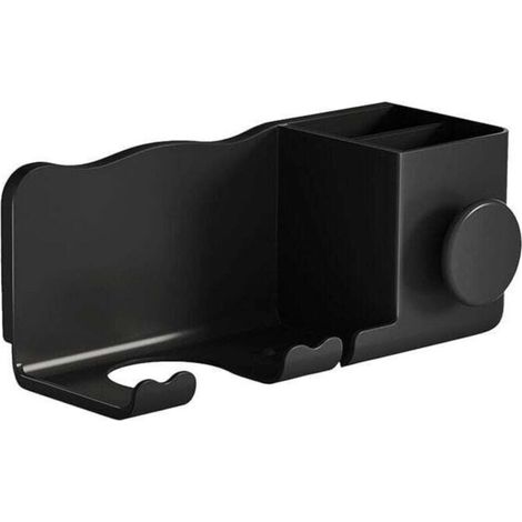 [NON UTILIZZATO] Supporto per asciugacapelli da parete, supporto adesivo per asciugacapelli, supporto in plastica per bagno e specchiera (nero, 23,8 cm)