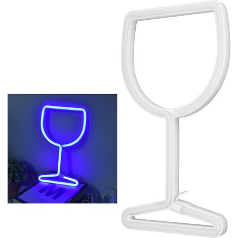 Applique murale LED néon en forme de verre à vin, design créatif, idéale pour la décoration intérieure, les fêtes, les cadeaux d'anniversaire, la décoration de chambres d'enfants, alimentée par USB ou (1/5)