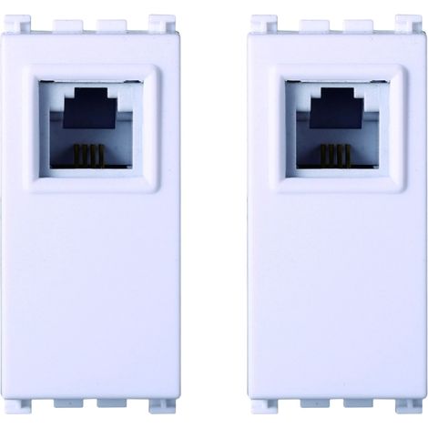 gloca Set 2 Connettori RJ11 Telefono Compatibili Arké (Bianco) (1/4)