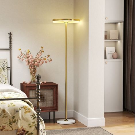 Lámpara de pie LED regulable 4000K metal dorada OKMYHOME (1/4)