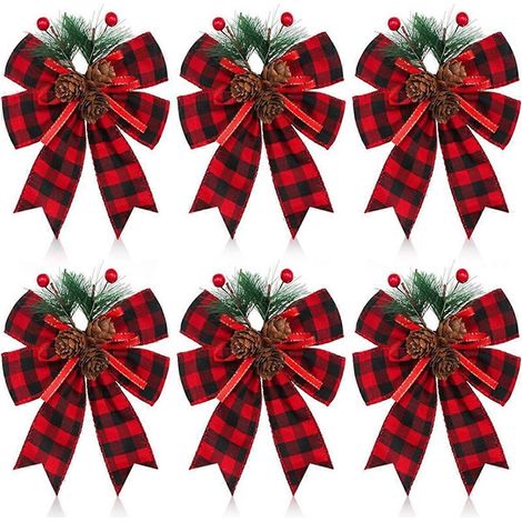 Set mit 12 schwarzen und roten Dekoschleifen für Weihnachtsbäume (siehe Foto) (1/5)