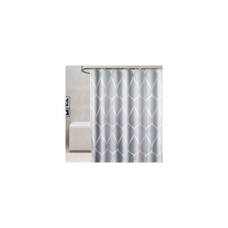 Cortina de ducha de alta calidad fabricada en tejido impermeable y resistente al moho, con 12 anillas para cortina de ducha, para baño, gris, 240x200cm - Crezuo
