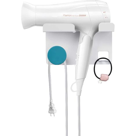Support Murale Pour Sèche-Cheveux - Fixation Sans Clou - Acier Au Carbone - Pour Salle De Bain Et Salon De Coiffure - 1 Pièce (1/5)