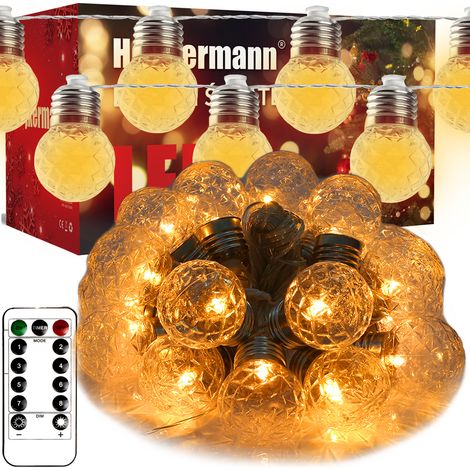 LED-Weihnachtsbeleuchtung mit USB-Anschluss, Heckermann 20L, 6 m Kugeln
