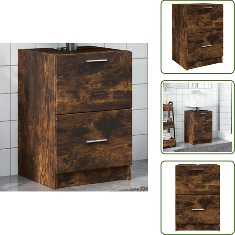 Waschbeckenunterschrank Räuchereiche 40x37x59 cm Holzwerkstoff - Waschtischunterschrank - Badezimmermöbel - Badschrank - Holzwerkstoff - Rauchereiche