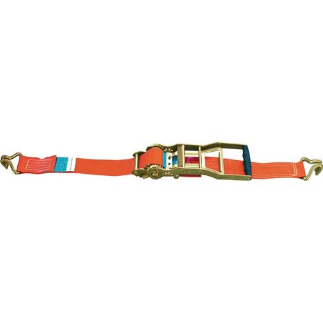 Dolezych Sangle d'amarrage DIN EN 12195-2 longueur 10 m largeur 50 mm avec rochet à levier long+crochet pointu LC U 5000 daN (1/2)