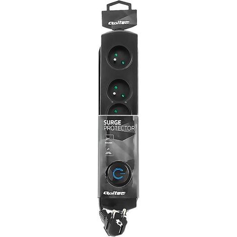 QOLTEC 50105 MULTIPRISE AVEC PARASURTENSEUR, 4 NOIR (1/3)