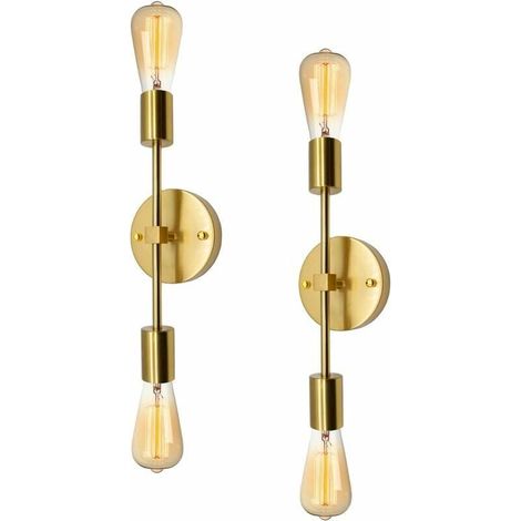 Vanity Light Industrial Wall Light, 2 Pack Vintage Bathroom Lights, Gold Wall Sconce, Vanity Light Retro Lamp, 2-Light Vintage Wall Light for Bathroom, Hallway MUMU (1/4)