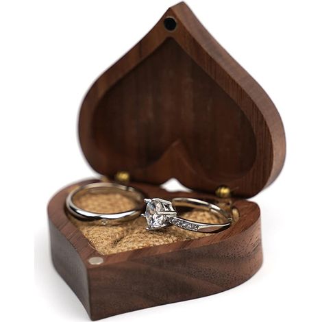 Boîte à bague en forme de cœur, boîte à bague de fiançailles, boîte à bijoux pour offrir, boîte à pendentif pour mariage, demande en mariage romantique, fiançailles, anniversaire, Saint-Valentin (peti