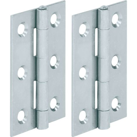 2x Charnière universelle en acier zingué avec goupille seule en laiton Meuble Placard Armoire Cuisine Pliante Raccord Bois, 63 x 42mm (1/2)