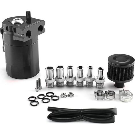 300ml Aluminium Oil Catch Can Voiture Réservoir Réservoir Séparateur D'air Universel Air Avec Filtre À Air, Tuyau Et Autres Accessoires(noir) (1/4)