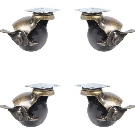 4 Pcs Roulettes de Meuble, Roue Pivotante à 360 °, Roulette à Bille avec Fonction de Frein,Roulettes à Bille Pivotante Vintage pour Roulettes de Chaise pour Meubles D'armoire, 2 Pouces (1/5)