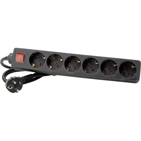 Kopp 120915006 Steckdosenleiste mit Schalter 6fach Schwarz Schutzkontakt 1 St.