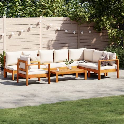 Salon de jardin avec coussins 6 pcs bois d'acacia solide (1/5)