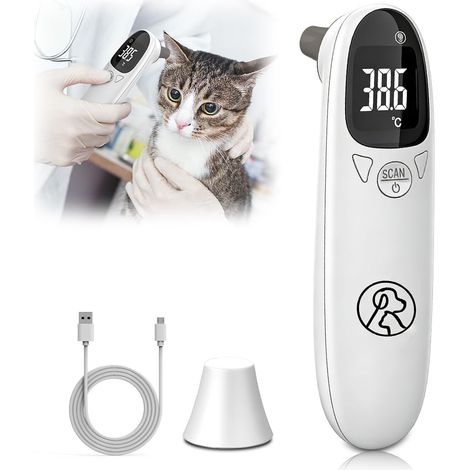 Thermomètre Auriculaire pour Chiens, Thermomètre de Fièvre pour Chiens et Chats avec écran LED, Thermomètres de Fièvre pour Chevaux, Thermomètres pour Chien, Chats, Vaches, Chevaux